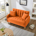 Modernes Design Sofa für das Wohnzimmer, kleiner Zweisitzer, glatter Samtbezug, getuftet, Beige