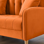 Modernes Design Sofa für das Wohnzimmer, kleiner Zweisitzer, glatter Samtbezug, getuftet, Beige