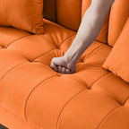 Modernes Design Sofa für das Wohnzimmer, kleiner Zweisitzer, glatter Samtbezug, getuftet, Beige