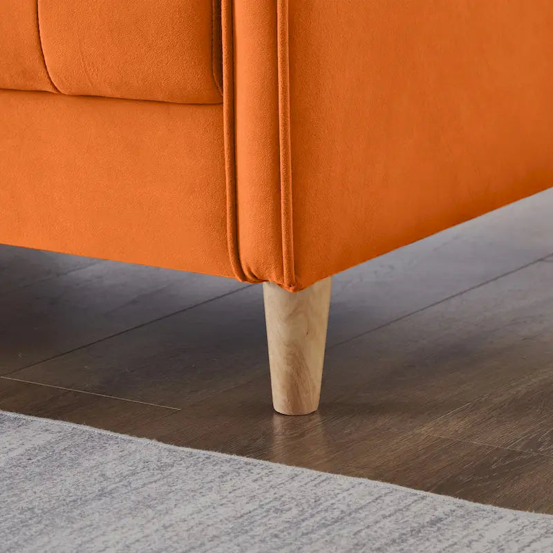 Modernes Design Sofa für das Wohnzimmer, kleiner Zweisitzer, glatter Samtbezug, getuftet, Beige