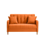 Modernes Design Sofa für das Wohnzimmer, kleiner Zweisitzer, glatter Samtbezug, getuftet, Beige