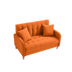 Modernes Design Sofa für das Wohnzimmer, kleiner Zweisitzer, glatter Samtbezug, getuftet, Beige