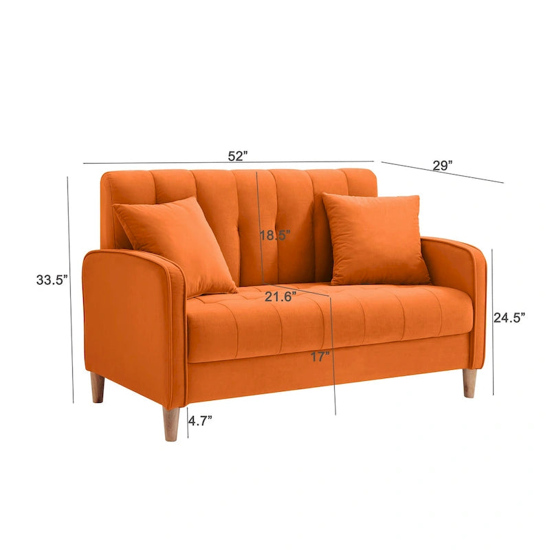 Modernes Design Sofa für das Wohnzimmer, kleiner Zweisitzer, glatter Samtbezug, getuftet, Beige