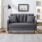 Modernes Design Sofa für das Wohnzimmer, kleiner Zweisitzer, glatter Samtbezug, getuftet, Beige