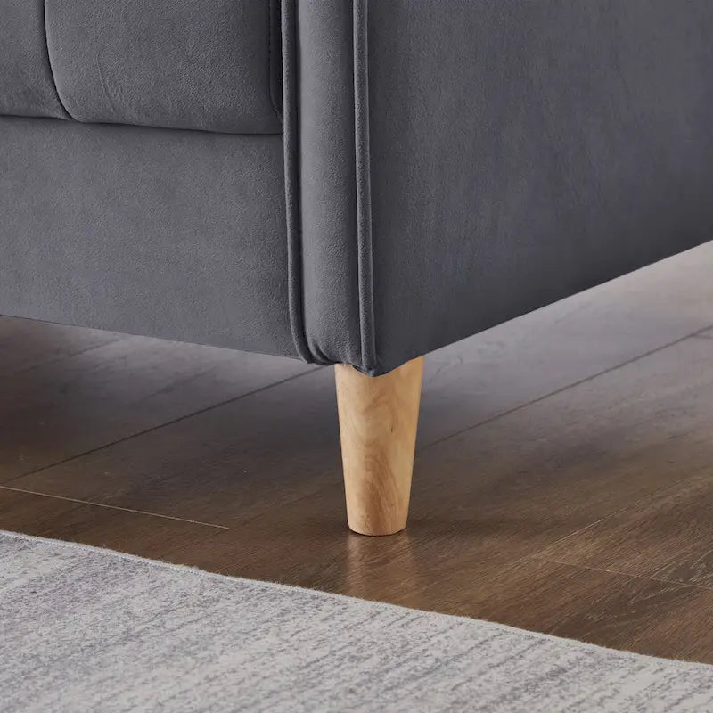 Modernes Design Sofa für das Wohnzimmer, kleiner Zweisitzer, glatter Samtbezug, getuftet, Beige