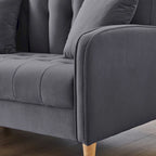 Modernes Design Sofa für das Wohnzimmer, kleiner Zweisitzer, glatter Samtbezug, getuftet, Beige
