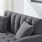Modernes Design Sofa für das Wohnzimmer, kleiner Zweisitzer, glatter Samtbezug, getuftet, Beige
