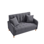 Modernes Design Sofa für das Wohnzimmer, kleiner Zweisitzer, glatter Samtbezug, getuftet, Beige