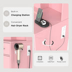 Vanity Desk with LED Mirror and Charging Station