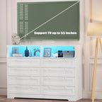 8-Drawer Dresser with Charging Station and LED Lights