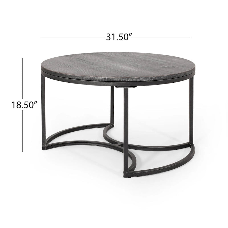 Modern Industrial 3-Piece Coffee Table Set