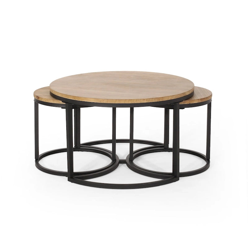 Modern Industrial 3-Piece Coffee Table Set