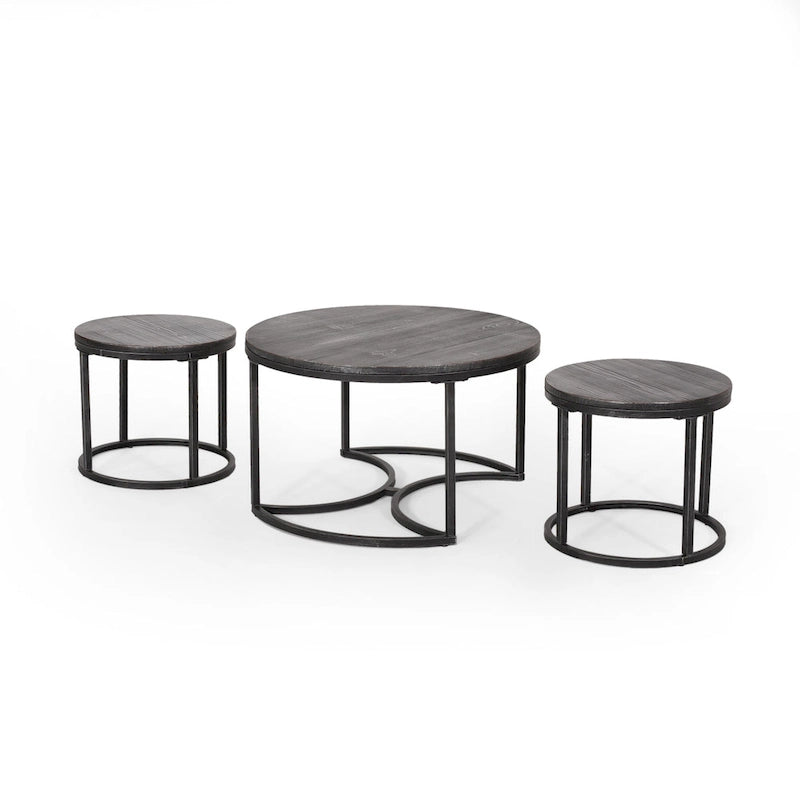 Modern Industrial 3-Piece Coffee Table Set