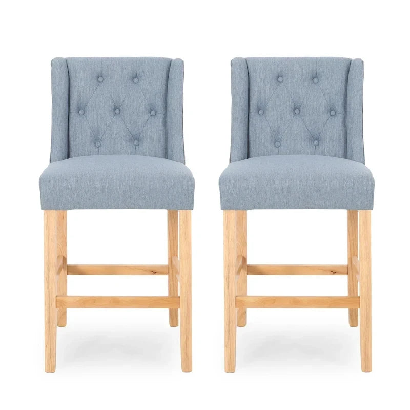 Button-Tufted Wingback Counter Stools (Set of 2)