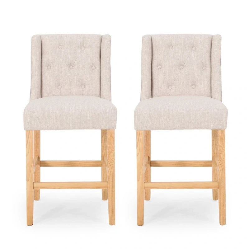 Button-Tufted Wingback Counter Stools (Set of 2)