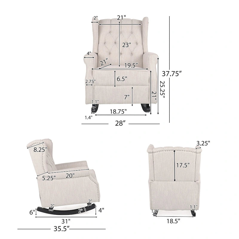 Fabric Tufted Wingback Rocking Chair