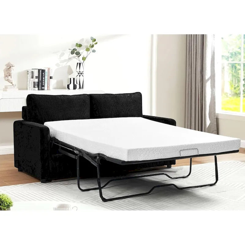 Polyester-Cord-Schlafsofa mit quadratischen Armlehnen, 70 Zoll