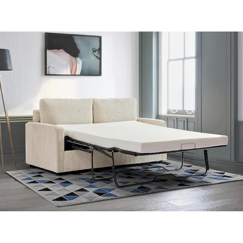 Polyester-Cord-Schlafsofa mit quadratischen Armlehnen, 70 Zoll