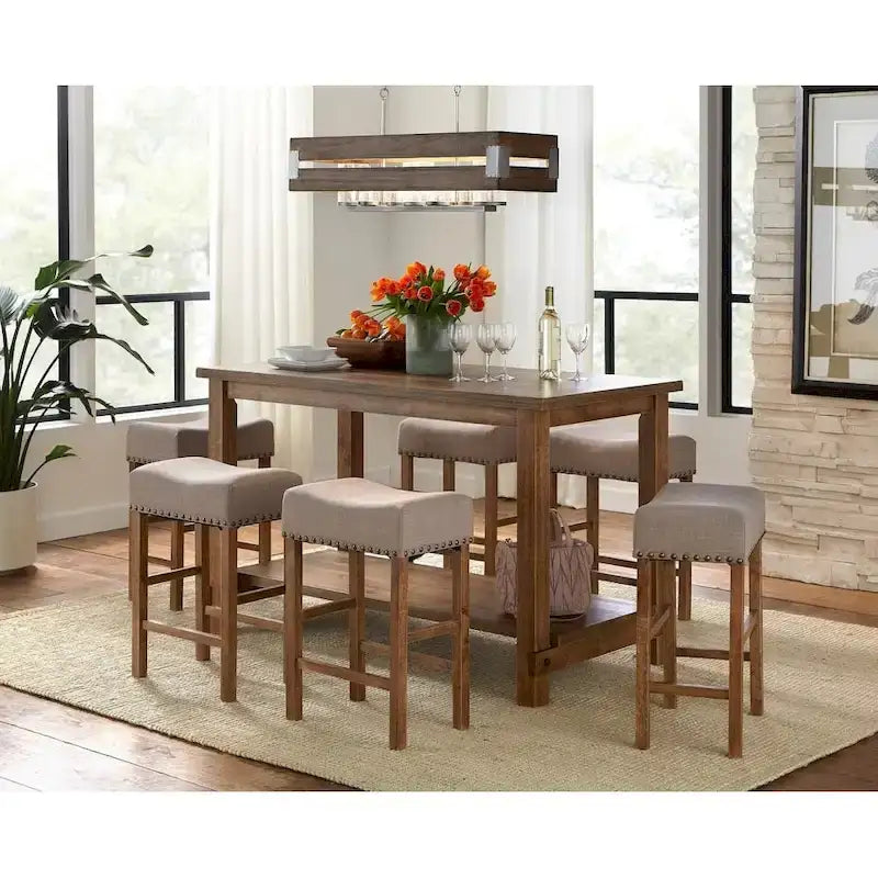 Nailhead 24-inch Counter Height Saddle Stool (Set of 2)
