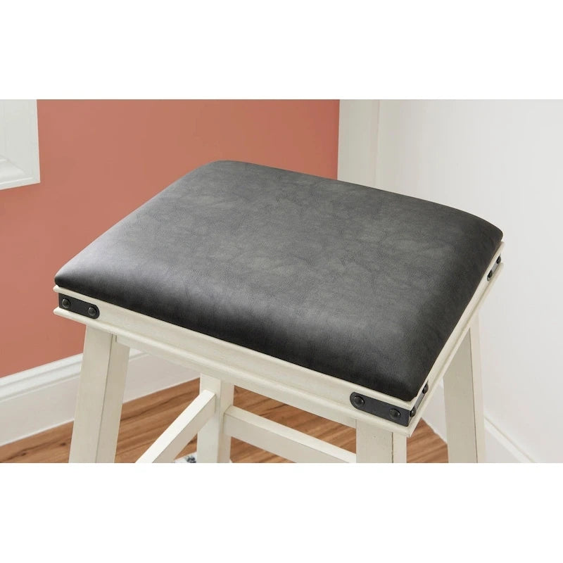 Backless Barstool with Faux Leather Seat