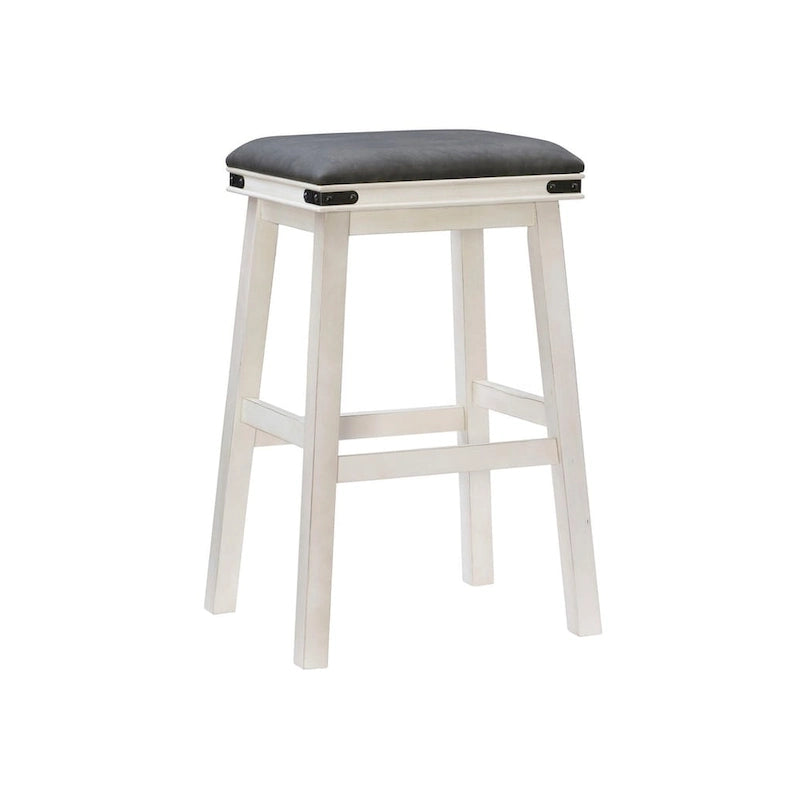 Backless Barstool with Faux Leather Seat