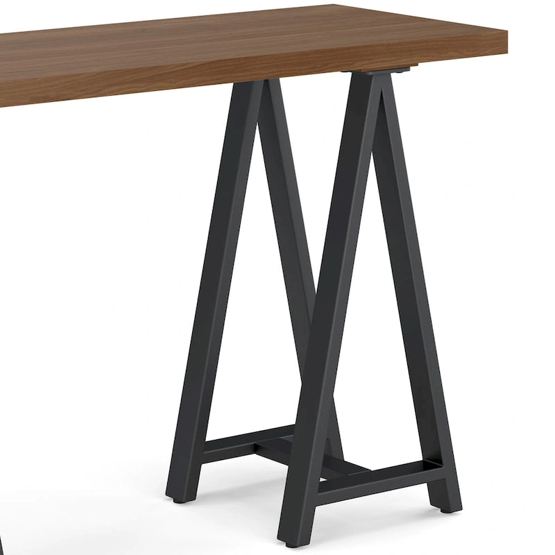 MASSIVHOLZ und Metall 127 cm breiter, moderner industrieller Konsolentisch aus MASSIVEM WALNUSSHOLZ und Metall in Walnuss
