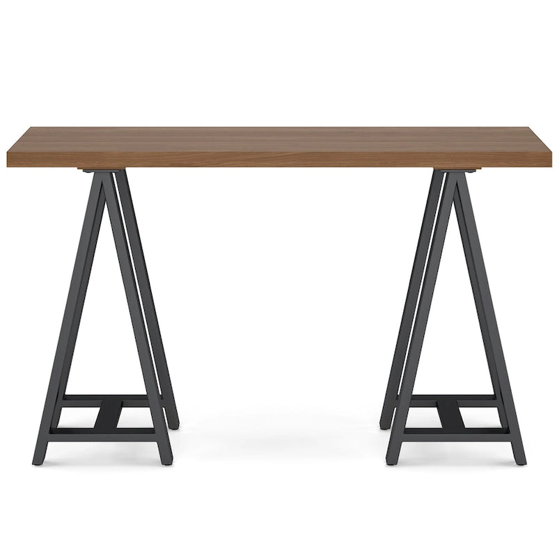 MASSIVHOLZ und Metall 127 cm breiter, moderner industrieller Konsolentisch aus MASSIVEM WALNUSSHOLZ und Metall in Walnuss