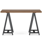 MASSIVHOLZ und Metall 127 cm breiter, moderner industrieller Konsolentisch aus MASSIVEM WALNUSSHOLZ und Metall in Walnuss