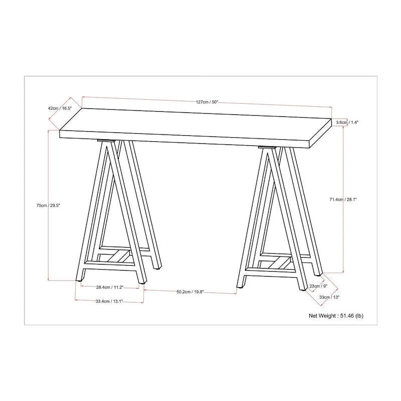 MASSIVHOLZ und Metall 127 cm breiter, moderner industrieller Konsolentisch aus MASSIVEM WALNUSSHOLZ und Metall in Walnuss