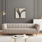 Mid-Century Modern Sofa aus vollnarbigem italienischem Leder in Hellgrau