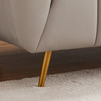 Mid-Century Modern Sofa aus vollnarbigem italienischem Leder in Hellgrau