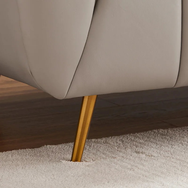 Mid-Century Modern Sofa aus vollnarbigem italienischem Leder in Hellgrau