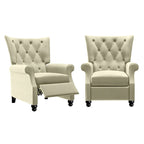 Velvet Pushback Recliner Chairs, Set of 2