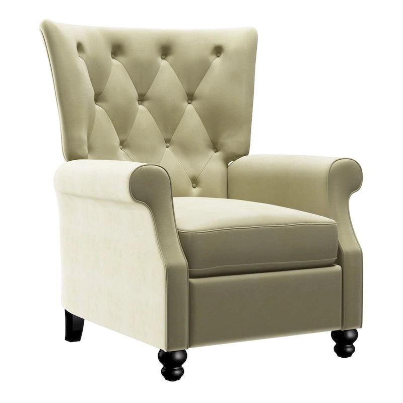 Velvet Pushback Recliner Chairs, Set of 2