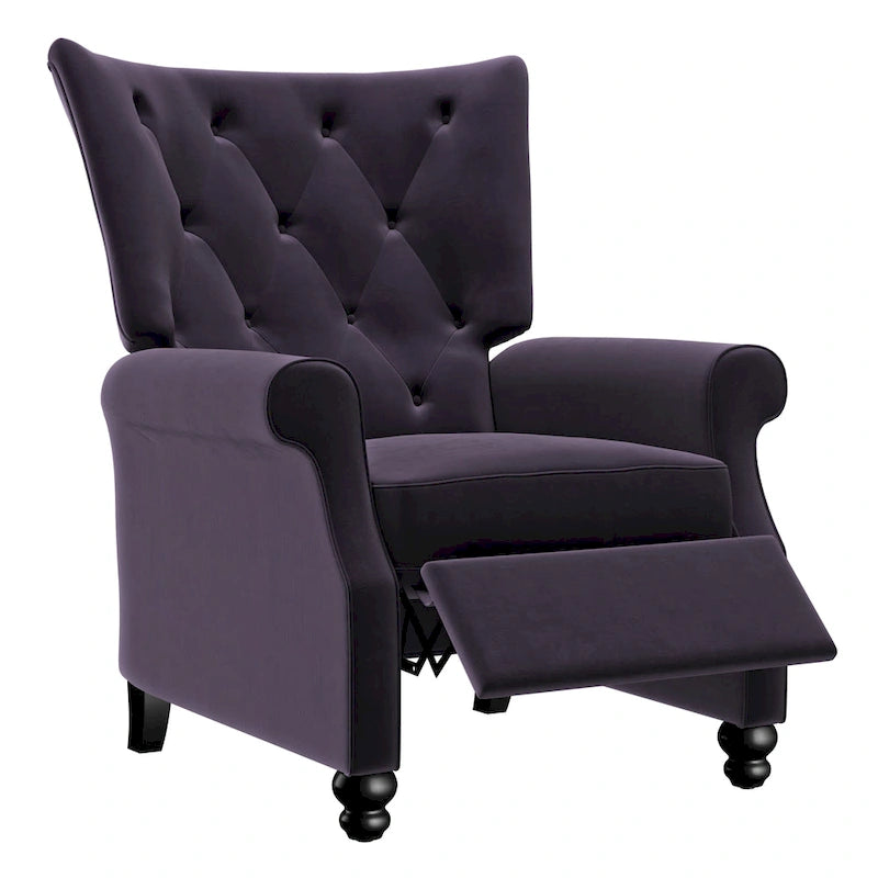 Velvet Pushback Recliner Chairs, Set of 2