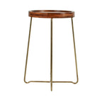Round Accent Table with Iron and Mango Wood Tray Top