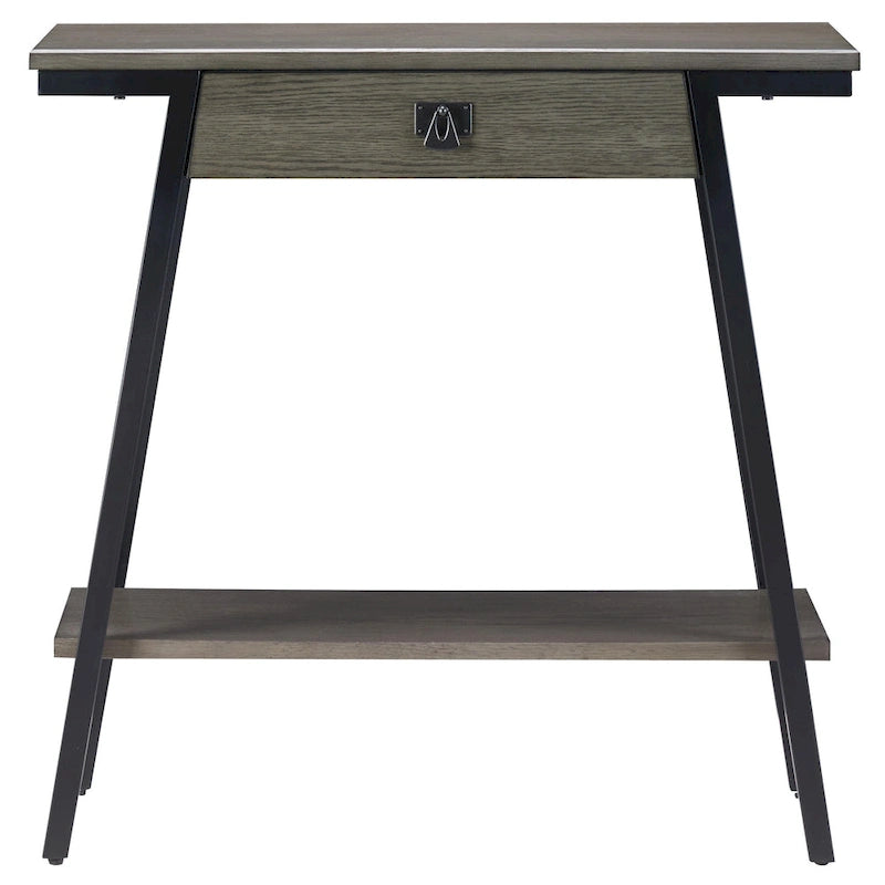Konsolentisch aus Holz mit Schublade und Metallgestell
