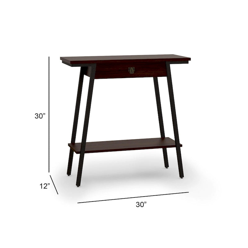 Konsolentisch aus Holz mit Schublade und Metallgestell