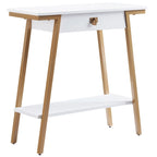 Konsolentisch aus Holz mit Schublade und Metallgestell