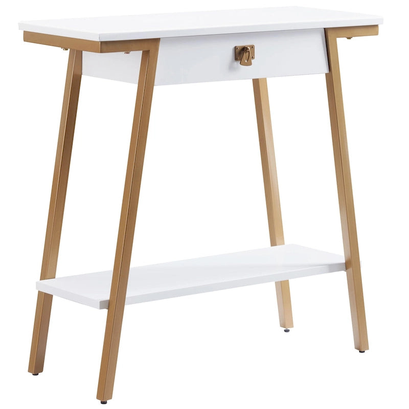 Konsolentisch aus Holz mit Schublade und Metallgestell