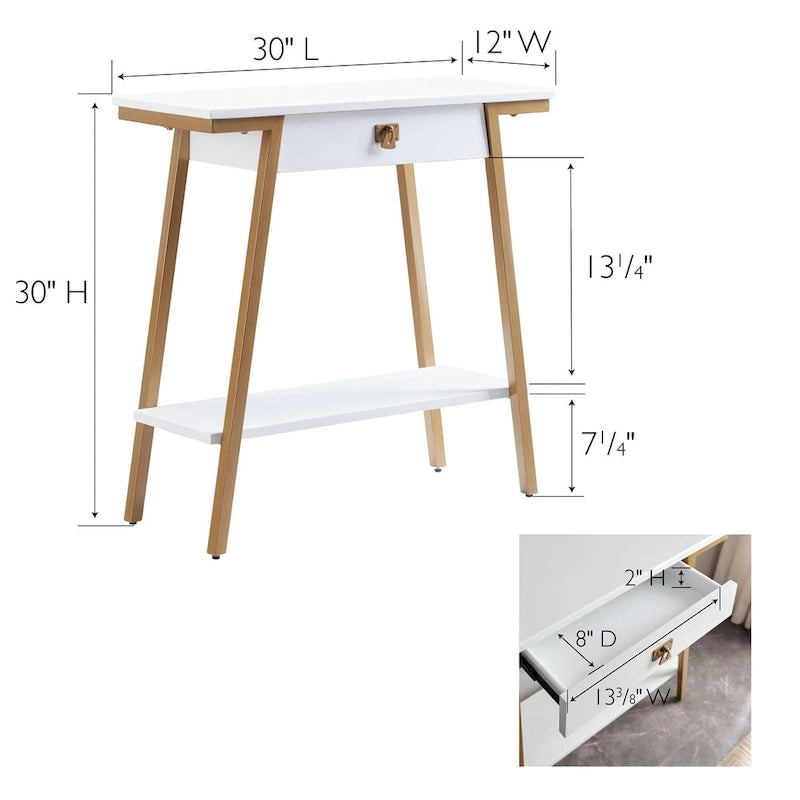 Konsolentisch aus Holz mit Schublade und Metallgestell
