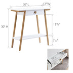 Konsolentisch aus Holz mit Schublade und Metallgestell