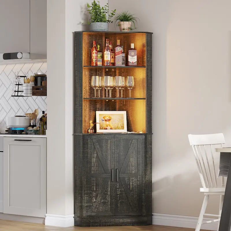 66" Corner Cabinet with LED Light