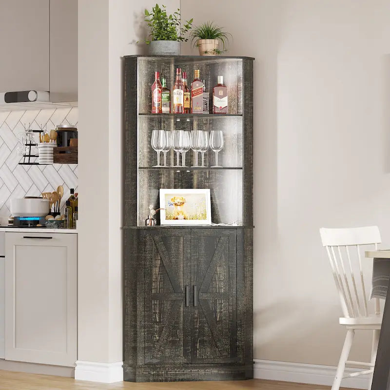 66" Corner Cabinet with LED Light
