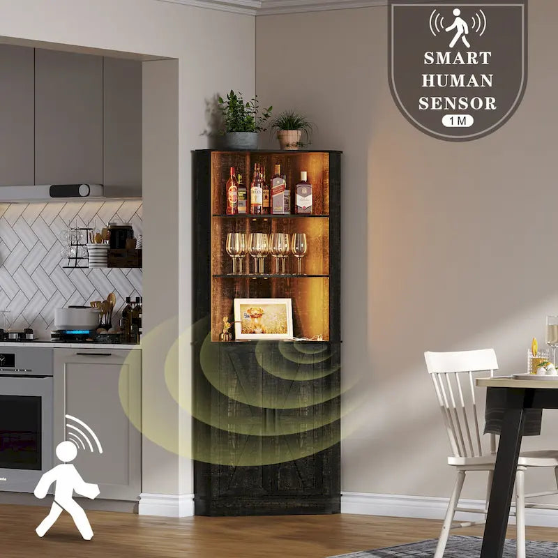 66" Corner Cabinet with LED Light