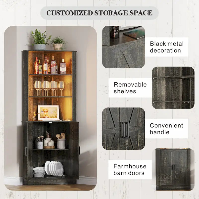 66" Corner Cabinet with LED Light