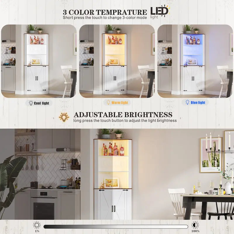 66" Corner Cabinet with LED Light