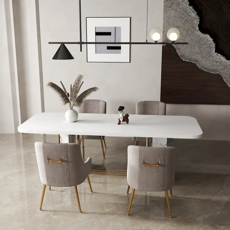 Modern Glam Bouclé Gefalteter Samt Esszimmerstuhl oder Schminktischstuhl 4er-Set mit Griff an der Rückseite