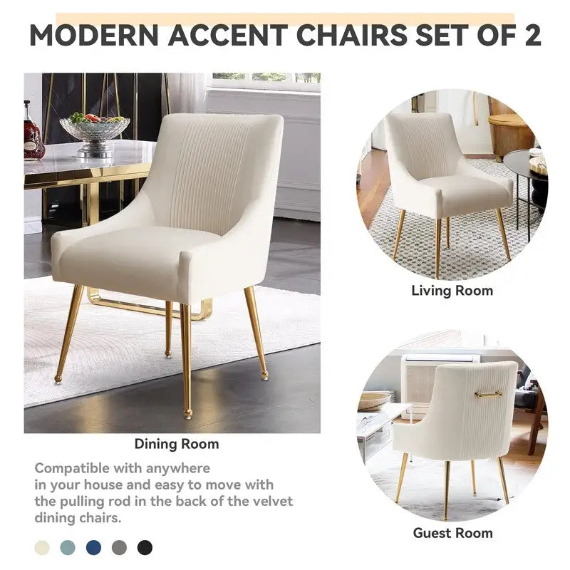 Modern Glam Bouclé Gefalteter Samt Esszimmerstuhl oder Schminktischstuhl 4er-Set mit Griff an der Rückseite