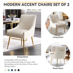 Modern Glam Bouclé Gefalteter Samt Esszimmerstuhl oder Schminktischstuhl 4er-Set mit Griff an der Rückseite